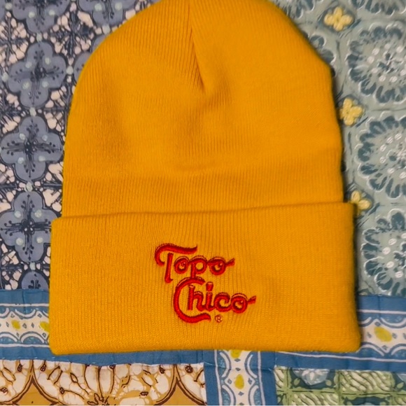 topo chico Other - Topo Chico OS knit hat. Solid yellow-ish gold with red stich, NWOT.